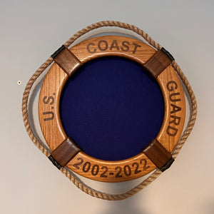 18" Coast Guard Life Ring Shadow Box, Customizable. Free Shipping