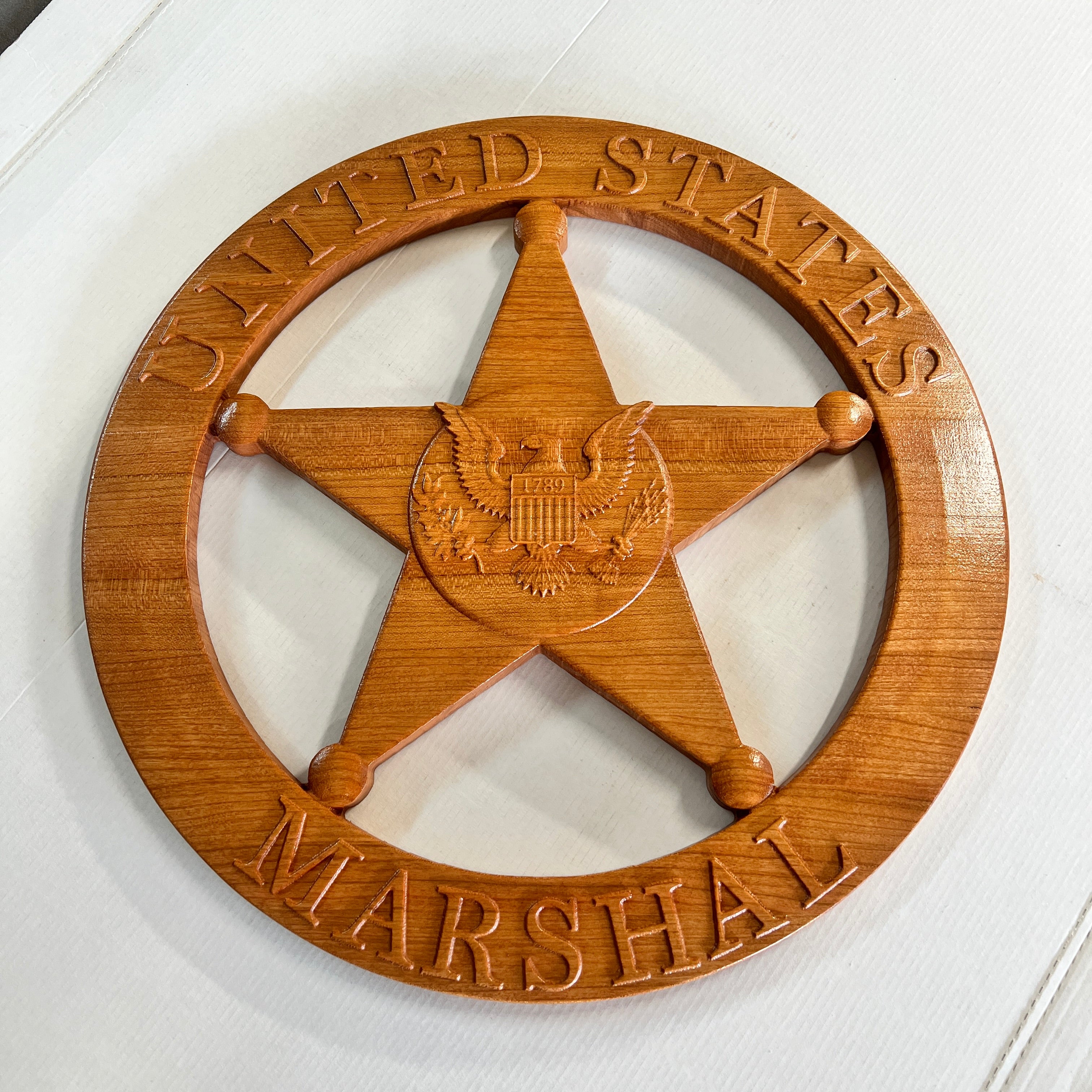 United States Marshal Service 3D Wooden Badge – With The Grain