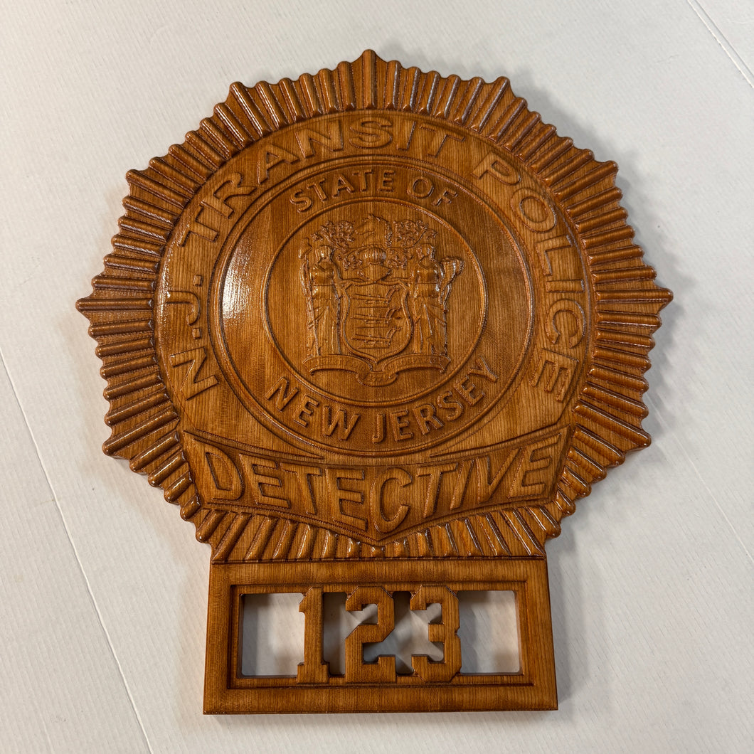 State of New Jersey Transit Police 3D Wooden Badge