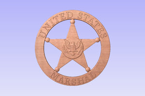 United States Marshal Service 3D Wooden Badge