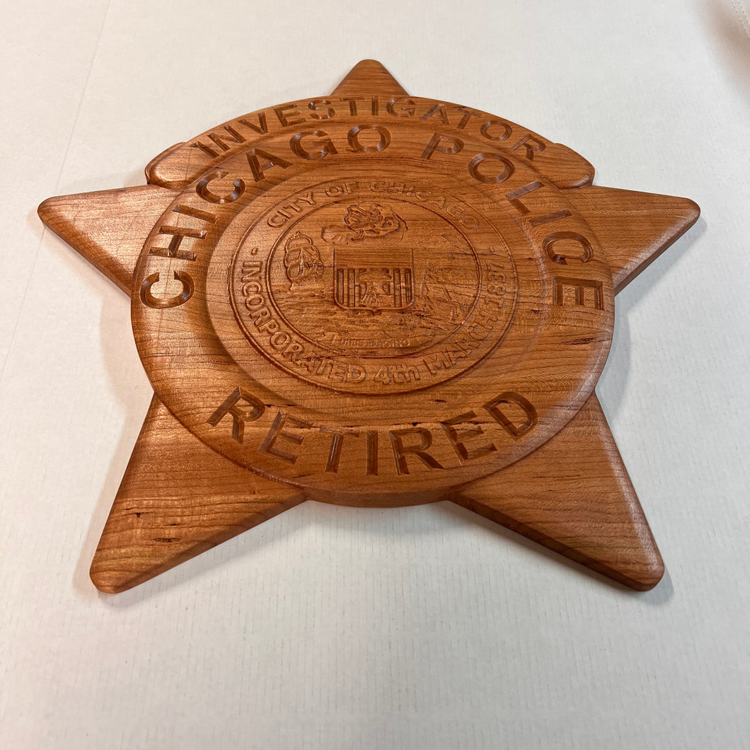 Chicago Police Department 3D Wooden Badge