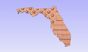 Florida State Outline Patriotic Flag Plaque