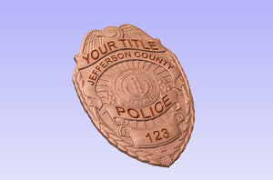 Jefferson County Kentucky Police Department 3D Wooden Badge