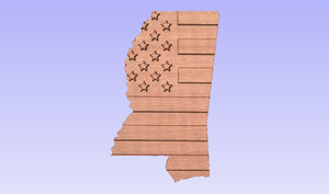 Mississippi State Outline Patriotic Flag Plaque