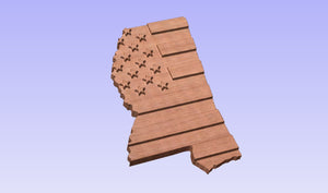 Mississippi State Outline Patriotic Flag Plaque
