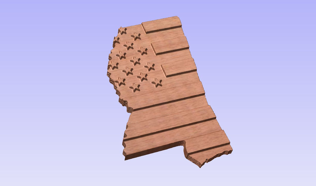 Mississippi State Outline Patriotic Flag Plaque